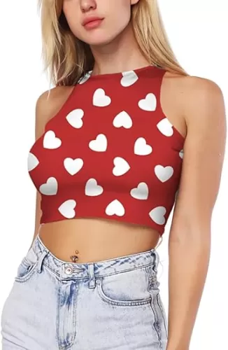 Ainuno Cropped Tank Top for Women Teen Girls Sexy Crop Tops Sleeveless Shirts