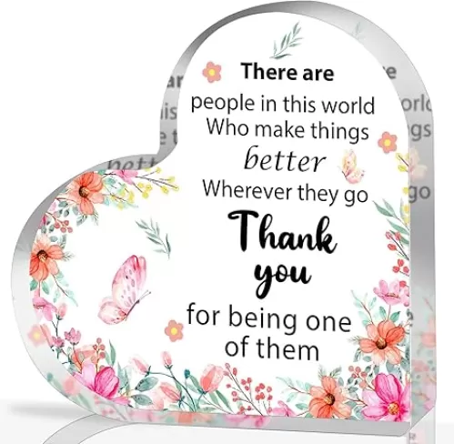 Appreciation Gifts for Women, Acrylic Heart Keepsake, Inspirational Gifts for Coworker Boss, Office Going Away Farewell Retirement Gifts, Thank You Gifts for Women, Graduation Gifts