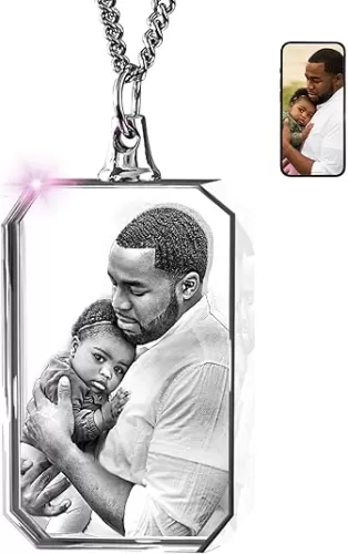 ArtPix 3D Crystal Photo, Personalized Necklace Gift, Customized Gifts for Mom, Women, Wife, Her, Grandma, Great Custom Gifts With Your Own Photo, Memorial Picture Necklace