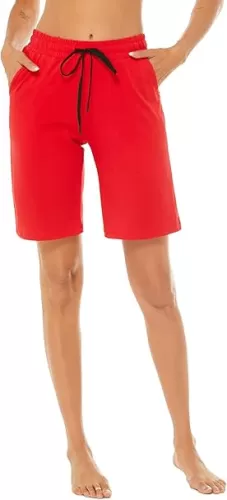 AvaCostume Women's 10" Cotton Jersey Bermuda Knee Length Sweat Shorts with Pockets