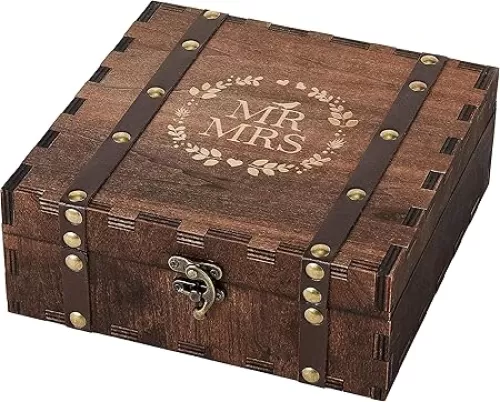 AW BRIDAL Wedding Keepsake Box with Lids Wood Memory Box Bridal Shower Gifts Engagement Gifts for Couples Newlyweds Mr Mrs Couple Gift Bride Gift