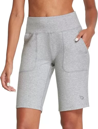 baleaf Women's Bermuda Long Shorts 10" Knee Length High Rise Athletic Shorts Pull On Workout Walking Golf Running Summer