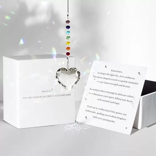 Birthday Gifts for Women, New Beginning Gifts for Her, Friends, Coworkers, Her, Wife, Mom, Daughter, Sister, Aunt Heart Crystals Suncacther