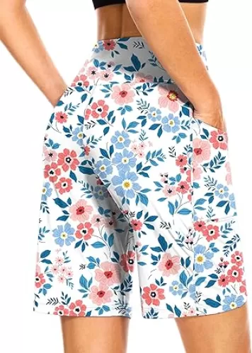 Blouty Women's 9" Bermuda Long Shorts with Pockets High Waisted Knee Length Shorts for Women Workout Athletic Casual