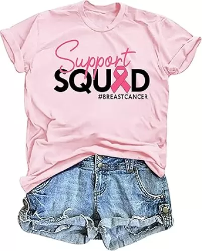 Breast Cancer Awareness Shirt for Women Cancer Support Tshirt Pink Ribbon Graphic Tee Tops