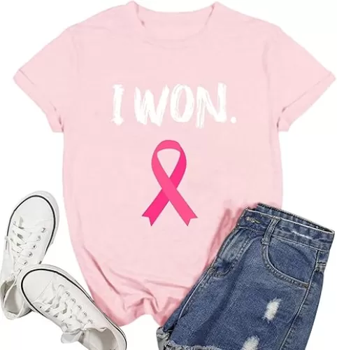 Breast Cancer Shirts for Women Cancer Awareness T-Shirt Survivor Pink Ribbon Tee Tops
