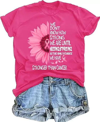 Breast Cancer Shirts for Women Pink Ribbon Breast Cancer Support Tshirts Cancer Awareness Tee Tops