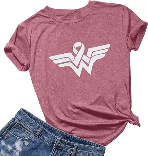 Breast Cancer Shirts for Women:Breast Cancer Awareness Shirts Cancer Care Gifts Short Sleeve Tee Top