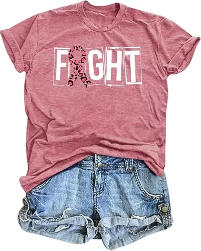 Breast Cancer Shirts: Wome Pink Ribbon Tshirt Cancer Awareness Tee Tops Support Squad Cancer T-Shirt