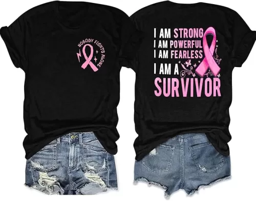 Breast Cancer Shirts Women: Breast Cancer Awareness Shirt Pink Ribbon Tshirt in October We Wear Pink Tee Tops