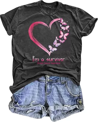 Breast Cancer Survivor Shirts for Women in My Survivor Era Graphic Shirt Pink Ribbon Awareness Tee Tops