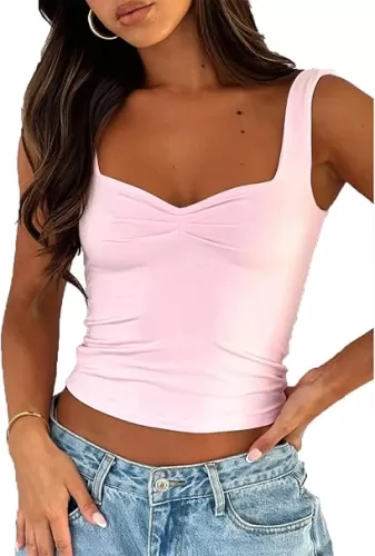 CAPE CLIQUE Going Out Tops for Women Y2K Cute Sleeveless Sweetheart Neckline Bustier Trendy Summer Cropped Tank