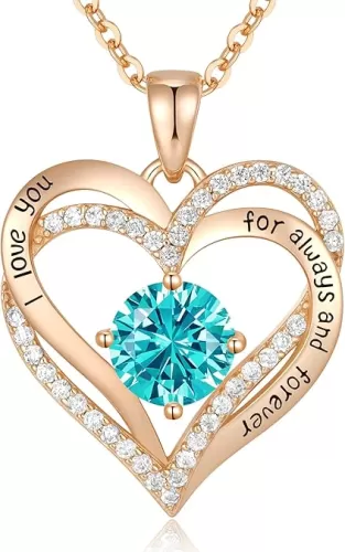 CDE Forever Love Heart Necklaces for Women, Wedding Anniversary, Birthday Mothers Day Gifts for Mom, Mother, Wife, Girlfriend, S925 Silver Jewelry with Birthstone Pendant