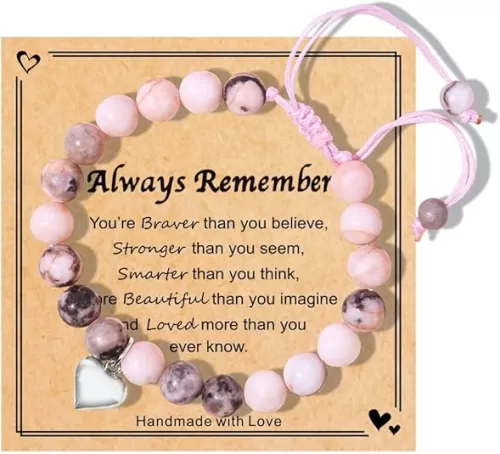 Chuchoter To My Daughter/Granddaughter/Niece Bracelet, Sweet Heart Natural Stone Beaded Bracelet For girl, Birthday Christmas Valentines Graduation Gifts for girl