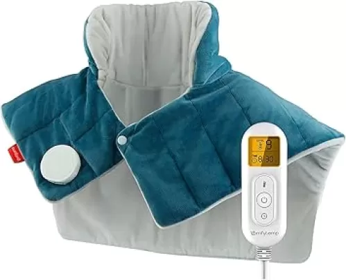 Comfytemp Heating Pad for Neck and Shoulders and Back, FSA HSA Eligible 2.6lb Weighted Electric Heat Pad for Pain Relief, Large Heated Wrap, 9 Heat Settings, 11 Auto-Off, Gifts for Women Men Mom Dad