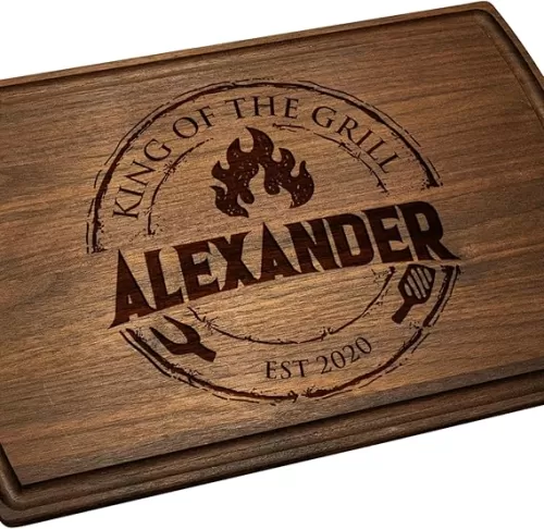 Crafted Treasures Custom Engraved Wood Bbq Cutting Board for Men - Unique Gift Idea for Dad, Grandpa, Husband, Him - Customized Fathers Day Gift - Personalized Grilling and Barbecue Tool For Men