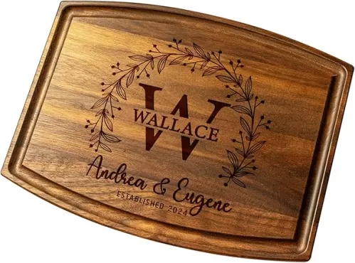 Crafted Treasures Customized Cutting Boards - Personalized Wedding Gift for Couple - Custom Engraved Charcuterie Board - Best Present Idea for Bride, Bridal Shower, Housewarming, Anniversary, Christmas