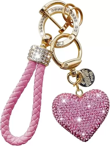Crystal Keychain for Women with Sparkly Rhinestones Heart Shape, Pretty Key Chains for Women Girls Gifts