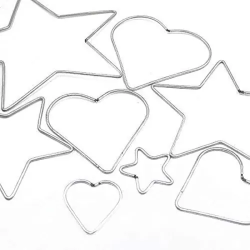 DIY Craft Accessory Metal Star Heart Shaped Ring Hoop forDream Catcher and Crafts, 8 Pcs