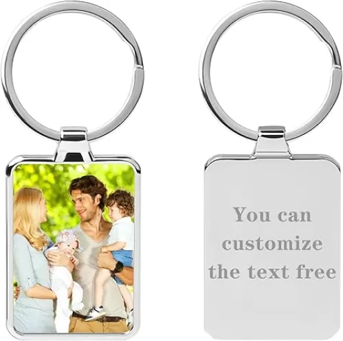 Double Side Custom Keychain with Picture Personalized Engraving Photo Text Customized Gifts for Men Women