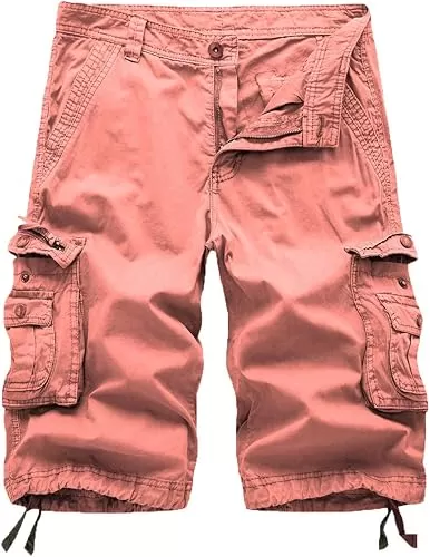 FOURSTEEDS Women's Cotton Loose Fit Zipper Multi-Pockets Twill Bermuda Drawstring Women Cargo Shorts