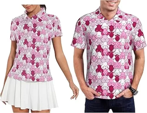 Funny Couple Golf Shirts, Matching Hawaiian Golf Shirt for Couple, Moisture Wicking Couple Polo Shirt for Men Women