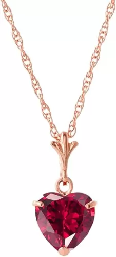 Galaxy Gold 14k 18" Solid Rose Gold Necklace with 1.45 Carat(CTW) Heart-Shaped Natural Ruby