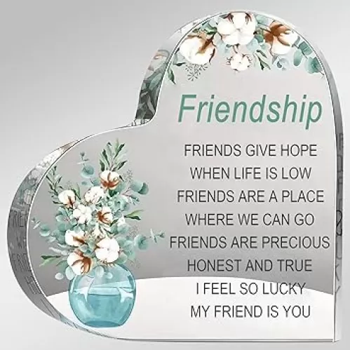 Gift for Friends, Friend Gifts, Friendship Birthday Gifts, Bff Gifts, Acrylic Heart Shape For Friendship Keepsake, Bestie Friend Gifts For Women, Including Presents For Bffs, Sisters, And Close Friends.