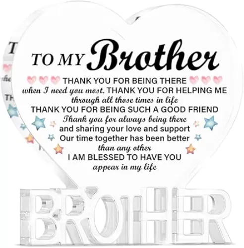 Gifts for Brothers, Best Brother Gift, Christmas Birthday Gift for Brother, to My Brother Heart Shaped Acrylic Plaque Sign