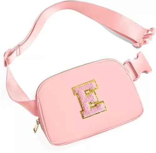 Gitus Customizable Gifts for Girls Age 6-8 8-10 Belt Bag Fanny Pack with Initial for Girls Birthday Gifts for Teenager Girls Teen Girl Gifts Trendy Stuff （Light Pink-E）