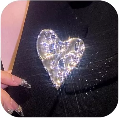 Gold Hammered Heart Pleated Brooches Pins for Women Fashion Geometric Love Shaped Hijab Pin Clothes Costume Outfit Brooch Trendy Large Statement Jewelry