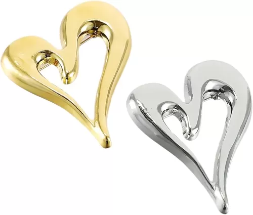 Heart Brooches for Women, Designer Heart Goldcute Brooch Gold for Women Fashion Jewelry Gifts Clothing Decoration Accessories(Gold, Silver)