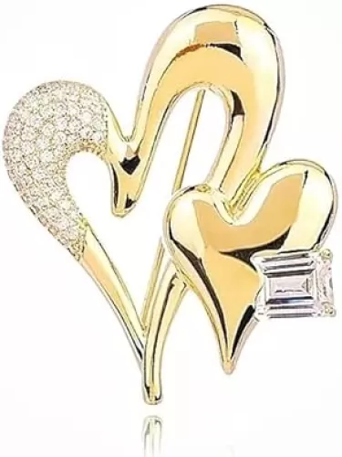Heart Gold Brooch Pins Rhinestone Crystal Lapel Pin Brooches for Women Girl Fashion Jewelry Gift