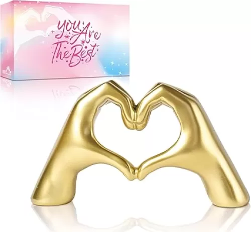 Heart Hands Sculpture Decor for Bedroom Living Room Bookshelf, Aesthetic Love Statues Accents Home Office Apartment Farmhouse Desk Table Decoration