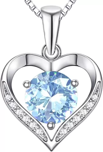 Heart Moissanite Birthstone Necklaces Anniversary/Birthday/Best Friend/Girlfriend/Wife Gifts for Her 925 Sterling Silver Pendant Necklace for Women