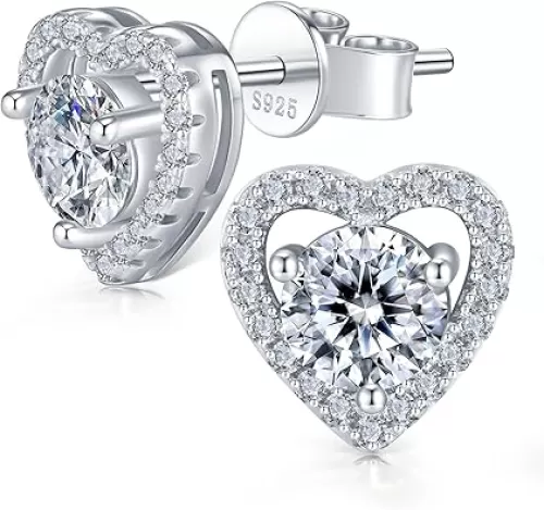 Heart Moissanite Earrings D Color VVS1 Brilliant Jewelry for Women S925 for Mother Love Friend Mother’s Day Birthday Gift for Her