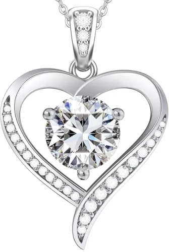 Heart Pendent Necklaces for Women, 1-3ct Moissanite Necklace with I love U Engraving - Anniversary Birthday Gifts for Women Her Wife Girlfriend Mom, 925 Silver Jewelry