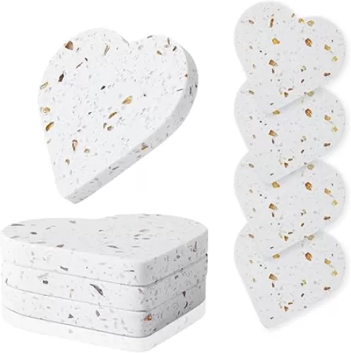 Heart Shape Coasters Set of 4 for Drinks, Coaster for Tabletop Protection, Cup Holder Coasters for Multiple Cup Types, Coaster Gifts for Home Decor House Warming