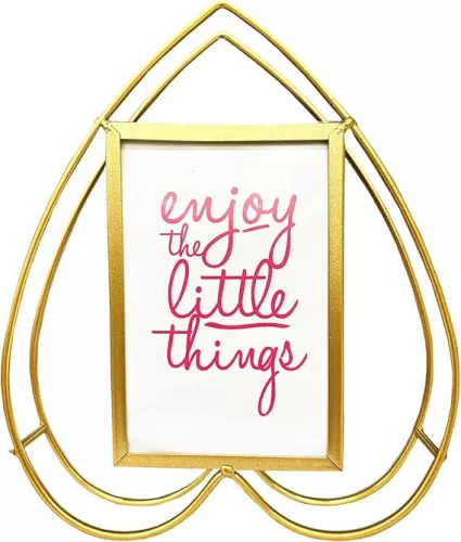 Heart Shape Vertical Photo Frame Golden Vintage Picture Frame Decorative Photo Frames Picture Display Frame Ideal for Wedding Valentines Day Housewarming Gifts (Heart)
