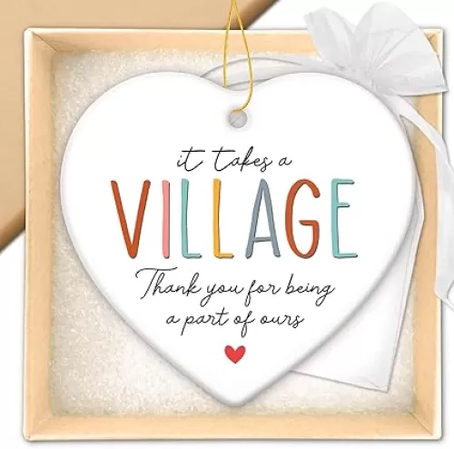 HEXMOZ Thank You Gifts for Women Men - Teacher Appreciation Gifts - Nurses Week Gift - Appreciation Gift for Teacher Nurse Coworker Employee Daycare Provider Nanny Babysitter - Xmas Heart Ornament