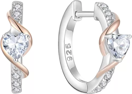 Hoop Earrings 925 Sterling Silver Twisted Huggie Earring Heart Birthstone Jewelry for Women