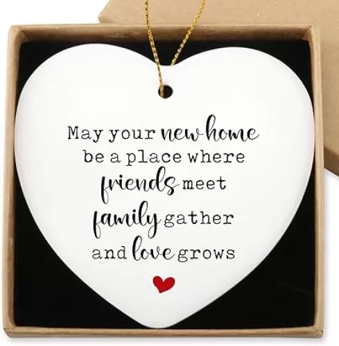 House Warming Gift Ideas - New Home Decor Ornament for Women - Christmas Tree Decoration Heart Ornament - Best Housewarming Gifts for New Apartment