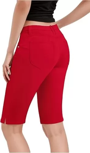 Hybrid & Company Womens Ultra Comfy Butt Lift Stretch Bermuda City Shorts