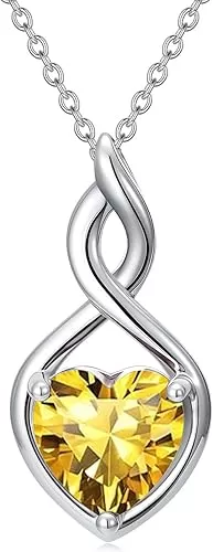 Infinity Birthstone Necklace 925 Sterling Silver Heart Love Infinity Pendant Fine Jewelry Birthday Christmas Gifts for Women Girlfriend Wife