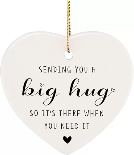 Inspirational Gifts for Women, Get Well Soon Gift Heart-Shaped Hanging Decoration Thinking of You Gifts Feel Better Present for Men Friends-Sending You A Big Hug Ornament