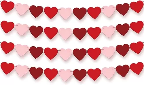 KatchOn, Felt Heart Garland - Pack of 40, No DIY | Red, Pink Heart Garland for Heart Decorations, Heart Day Decorations | Romantic Day Party Decorations, Wedding Romantic I Love You Decorations