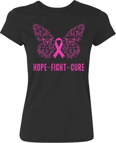 Kropsis Butterfly Ribbon Pink Hope Fight Cure I Breast Cancer Awareness Support Women