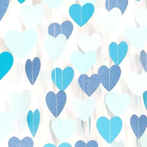 Light-Royal Blue Party Decorations Heaart Garland - 52Ft Mens Boy Birthday Baby Shower Bachelorette Graduation Hanging Streamers Banner, Dusty Bridal Wedding Backdrop Decor Huglony