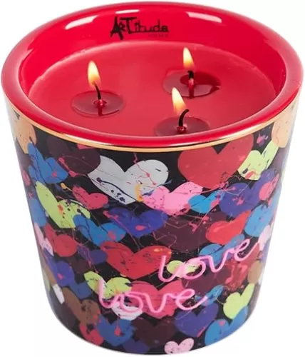 Love Hearts 10cm Ceramic Scented Candle | Romantic Fragrance Candle for Home & Couples | Decorative & Elegant Decor