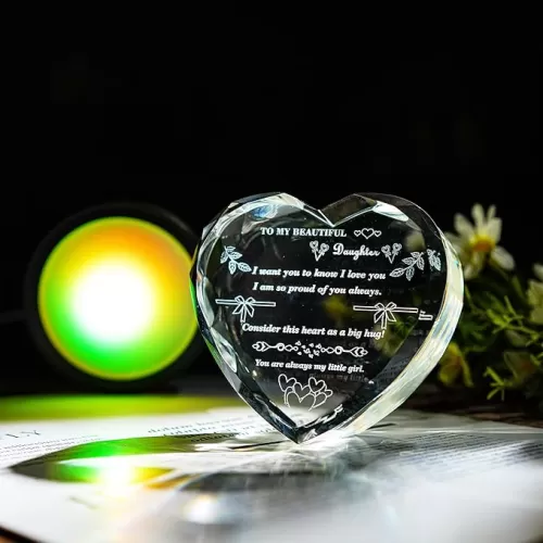 Meaningful Birthday Gifts for Daughter from Mom Dad to My Daughter Heart Crystal Keepsake with Light Base to Christmas Graduation Mothers Day
